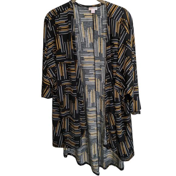 Lularoe Kimono Cardigan Size M Women’s Black Gold White Abstract Pattern - Picture 1 of 13